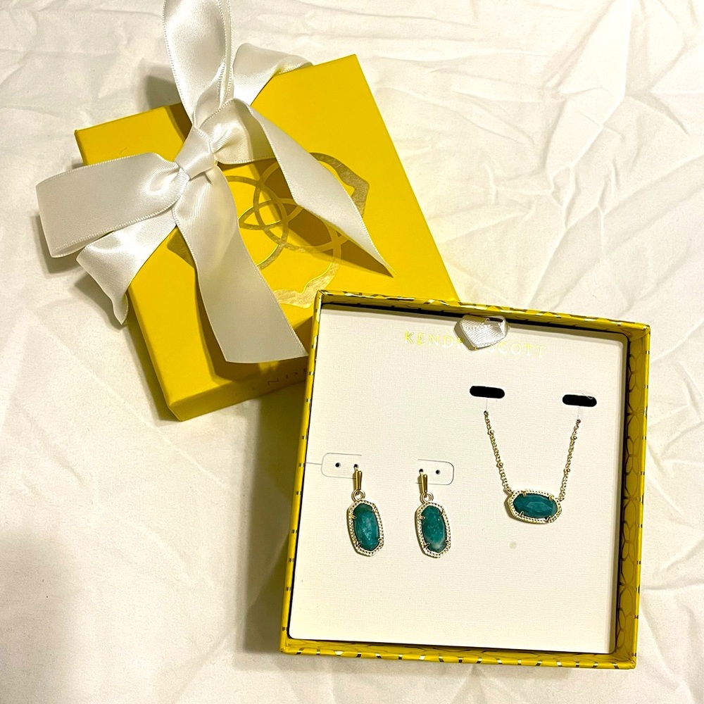 Kendra Scott Gift Set Elisa Satellite Necklace Lee Earrings